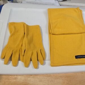 Lands' End Yellow Scarf and Gloves Set